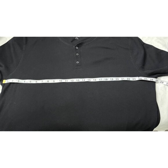 Old Navy Mens Button Front Black Waffle-Knit Long-Sleeve Henley Shirt Size XXL - Picture 6 of 8
